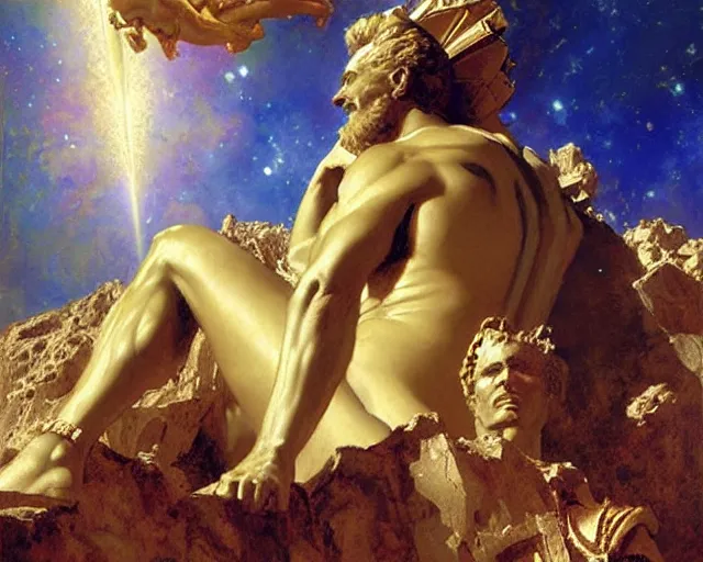 Prompt: the god jupiter sits in judgement over all of mankind, painting by gaston bussiere, craig mullins, j. c. leyendecker