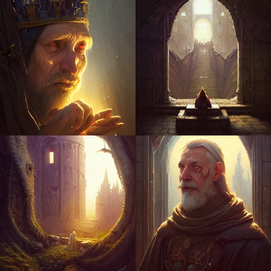 Prompt: portrait of a medieval old king, unreal engine, fantasy art by stephen bliss, greg rutkowski, loish, rhads, ferdinand knab, makoto shinkai and lois van baarle, ilya kuvshinov, rossdraws, tom bagshaw, global illumination, radiant light, detailed and intricate environment