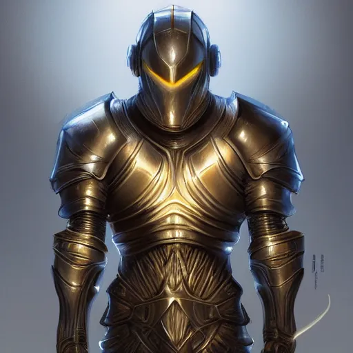 Image similar to ultra realistic illustration, knight in glowing futuristic armour, intricate, elegant, highly detailed, digital painting, artstation, concept art, smooth, sharp focus, illustration