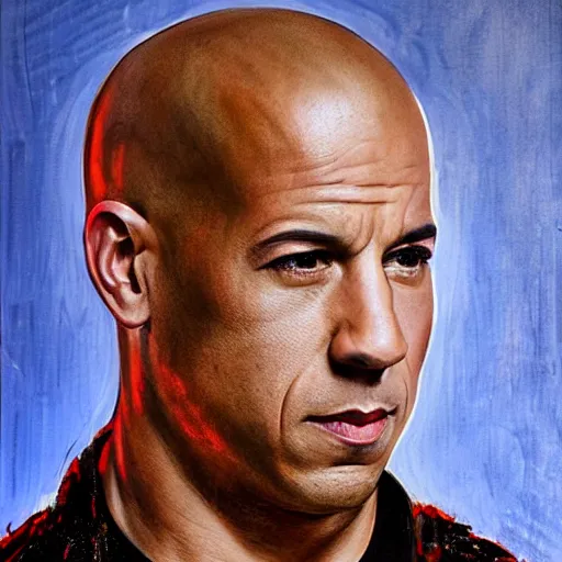 Prompt: highly detailed portrait of vin diesel as queen of england.