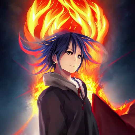 Image similar to portrait of the flames of god, anime fantasy illustration by tomoyuki yamasaki, kyoto studio, madhouse, ufotable, trending on artstation