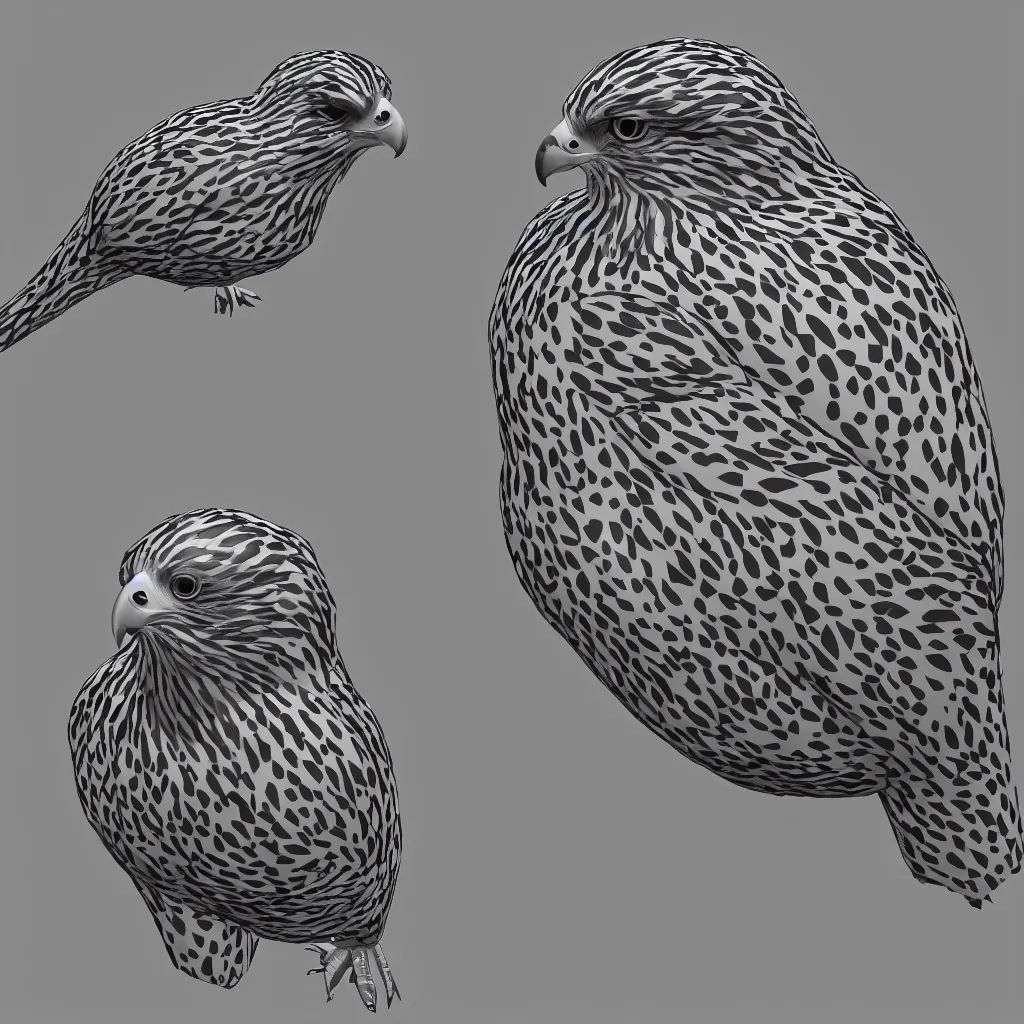 Prompt: Falcon bird face, low poly mesh