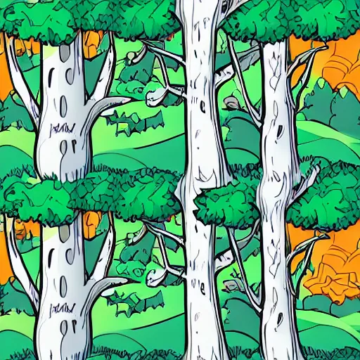 Prompt: a cartoon background with trees