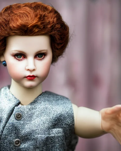 Image similar to high quality presentation photo of an impressive Bruce willis porcelain doll in the style of mark ryden photography 4k, f1.8 anamorphic, bokeh, 4k, Canon, Nikon