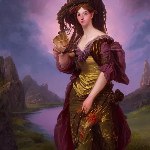 Image similar to a portrait of the wizard Rinsewind in Ankh Mor-Pork, dreamy night, eternity, romantic,highly detailed,in the style of Franz Xaver Winterhalter, highly detailed,in the style of Aetherpunk