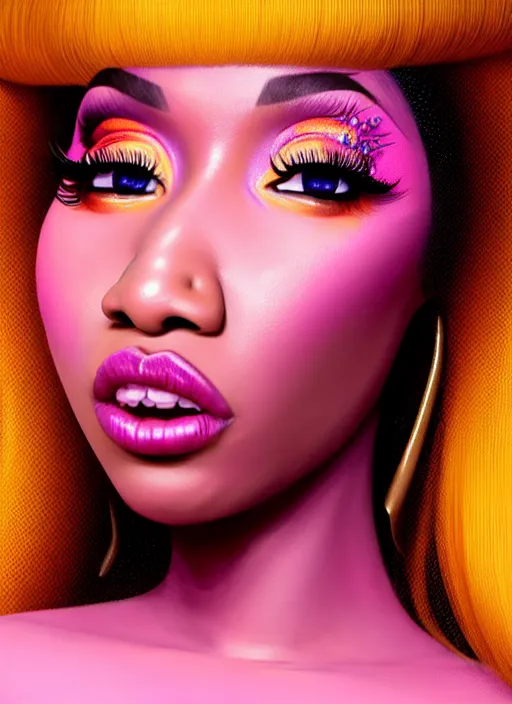 Image similar to nicki minaj is kissing cardi b, evangelion, au naturel, hyper detailed, sharp focus, bokeh, depth of field, digital art, trending in artstation, cinematic lighting, studio quality, smooth render, unreal engine 5 rendered, octane rendered, art style by klimt and nixeu and ian sprigger and wlop and krenz cushart