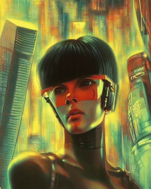 Image similar to a console of 8 0 s era technology, vintage shapes, retro technology, vintage color. ghost in the shell style by wayne barlow, oil on canvas, deep depth of field, masterpiece, cinematic composition, hyperdetailed