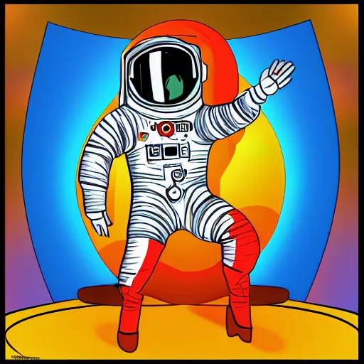 Image similar to drunk astronaut dancing at a disco club. art deco. 8k resolution. digital art.