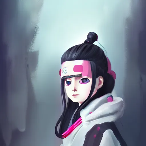 Image similar to Nezuko, very detailed, digital art, concept art, matte, futurism