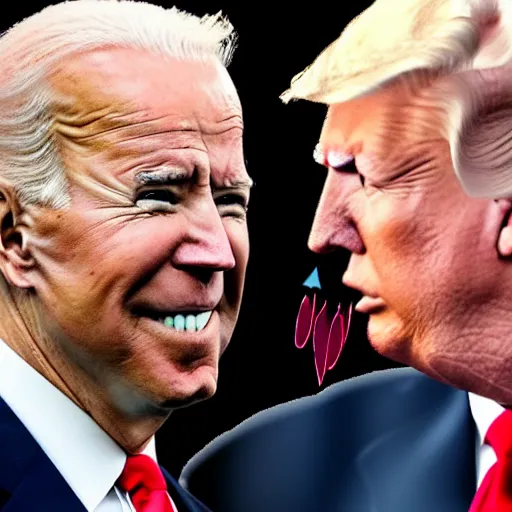 Prompt: Joe Biden kisses Donald Trump, anime, hd