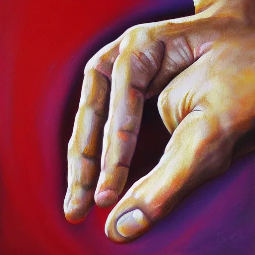 Prompt: detailed painting of the human hand