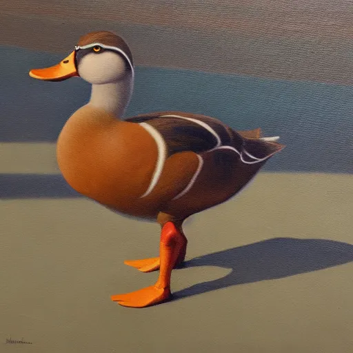 Image similar to a duck on the prowl oil painting ignacio nazabal