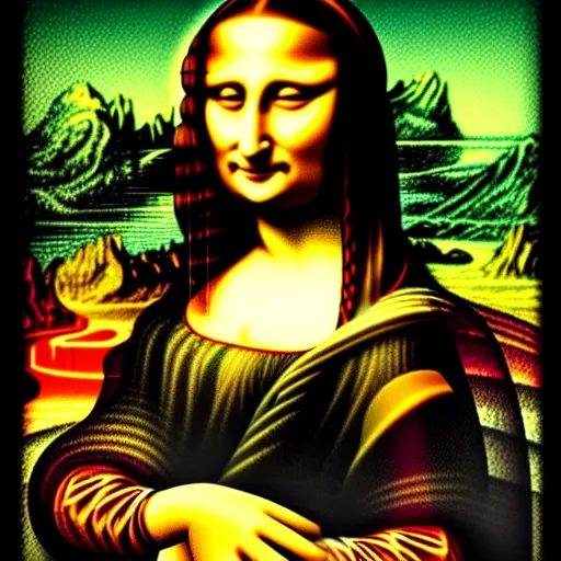 Image similar to fractal surrealistic psychedelic Mona Lisa