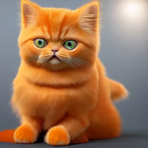 Prompt: still photo of a cute orange persian kitty, highly detailed, photorealistic portrait, bright studio setting, studio lighting, crisp quality and light reflections, unreal engine 5 quality render