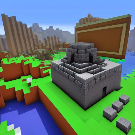 Image similar to team fortress 2 and minecraft crossover, unreal engine 4, voxel