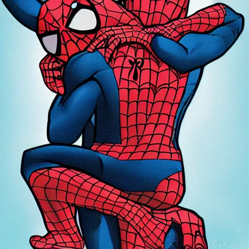 Prompt: Spiderman hugging trump, artstyle of my hero academia