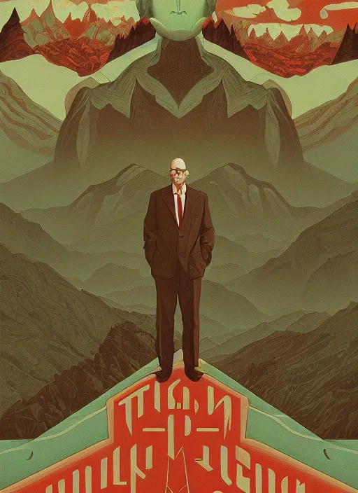 Prompt: Twin Peaks poster artwork by Michael Whelan and Tomer Hanuka, Rendering of portrait of the emerald ouroboros, full of details, by Makoto Shinkai and thomas kinkade, Matte painting, trending on artstation and unreal engine