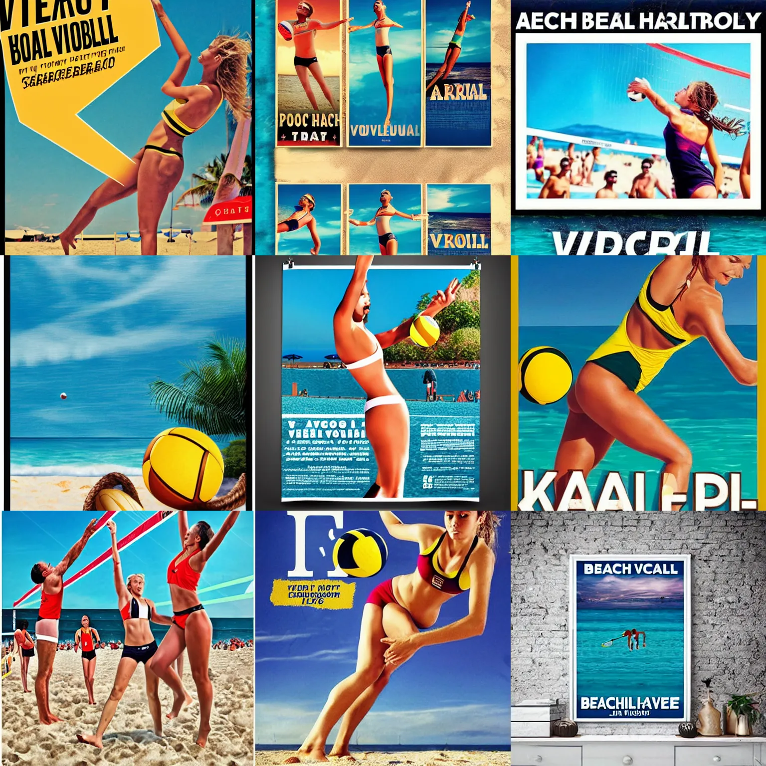 Prompt: beach volleybal poster exotic attractive advertisement