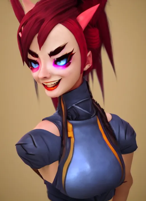 Prompt: jinx from league of legends in icebox in the style of valorant, cartoon, fps, realism, unreal engine 5