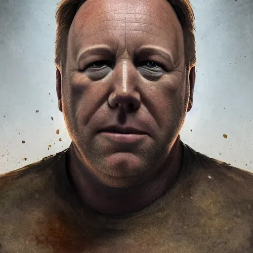 Prompt: hyperrealistic mixed media image of info wars alex jones ( ( bullfrog head ) ), stunning 3 d render inspired art by xiang duan and thomas eakes and greg rutkowski, perfect facial symmetry, hyper realistic texture, highly detailed realistic attributes and atmosphere, dim volumetric cinematic lighting, 8 k octane render, post - processing, masterpiece,