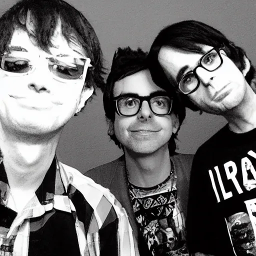 Image similar to A selfie of Playboi Carti and Rivers Cuomo from Weezer