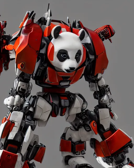 Image similar to futuristic panda mecha, azure details, panda armor, 8 k hd resolution, barbatos gundam, bandai box art, zoids, makoto kobayashi, frank gehry, raymond swanland, unreal engine 5, octane render, cgi,