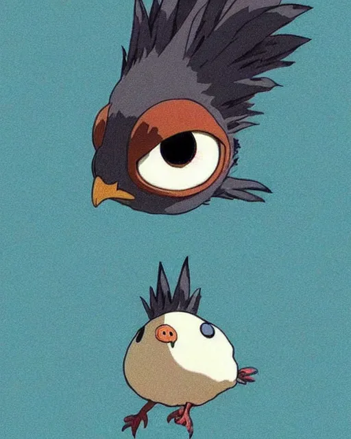 Prompt: a small chicken, concept art by studio ghibli, googly eyes, cute, anime : : artstyle of spirited away