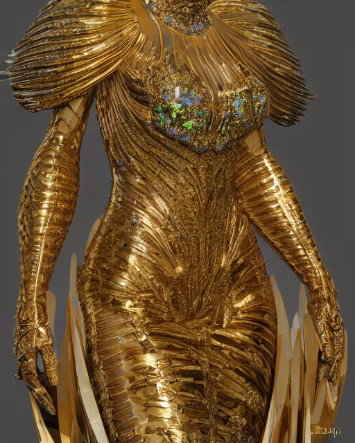 Image similar to a highly detailed metahuman 4 k close up render of a goddess bella hadid monument renaissance in iris van herpen dress schiaparelli in diamonds crystals swarovski and jewelry iridescent in style of alphonse mucha gustav klimt trending on artstation made in unreal engine 4