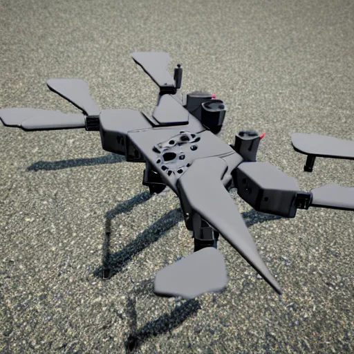 Image similar to brutalist military quadcopter