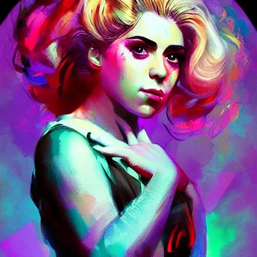 Image similar to portrait of a beautiful marina diamandis electra heart, volume lighting, concept art, by greg rutkowski!!, colorful, xray melting colors!!