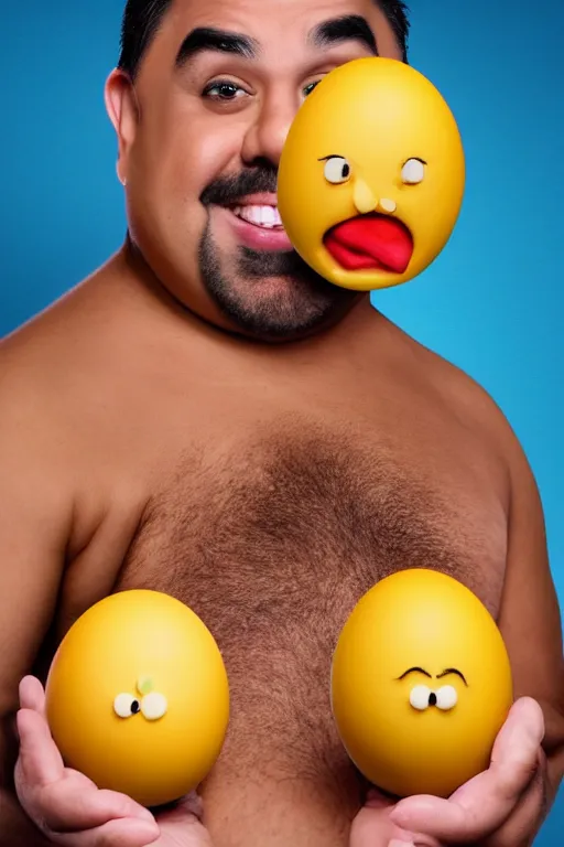 Image similar to 📷 gabriel fluffy iglesias the egg 🥚, made of food, head portrait, dynamic lighting, 4 k