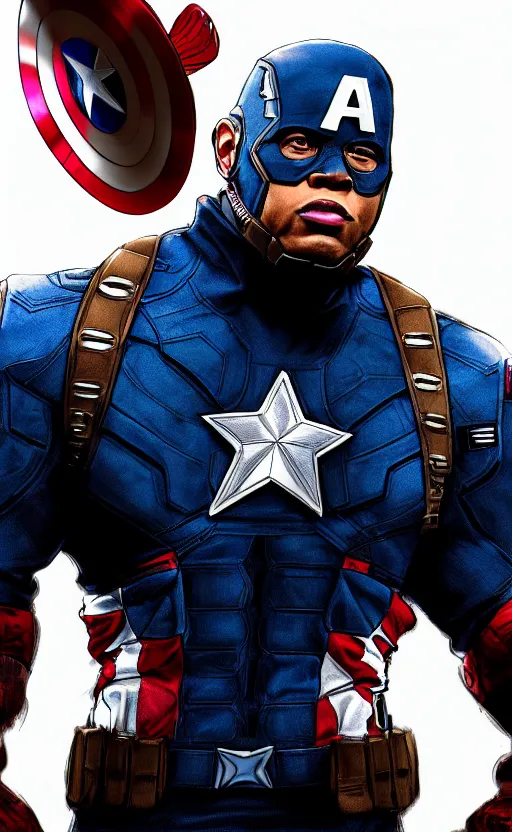 Image similar to kevin hart as captain america, dynamic lighting, photorealistic fantasy concept art, trending on art station, stunning visuals, creative, cinematic, ultra detailed