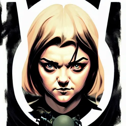 Image similar to rafael albuquerque comic art, peter mohrbacher, steve niles, phil noto, artgerm, pretty maisie williams witch, symmetrical eyes, long blonde hair