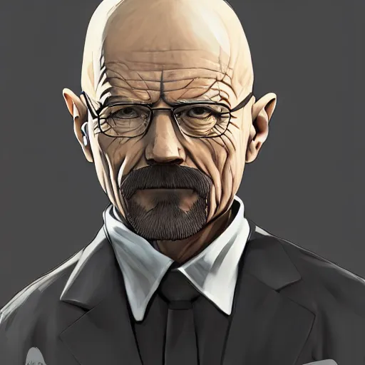 Prompt: Walter White Meeting 2B nier automata , 4k, realistic, trending in artstation, artstationHD, artstationHQ