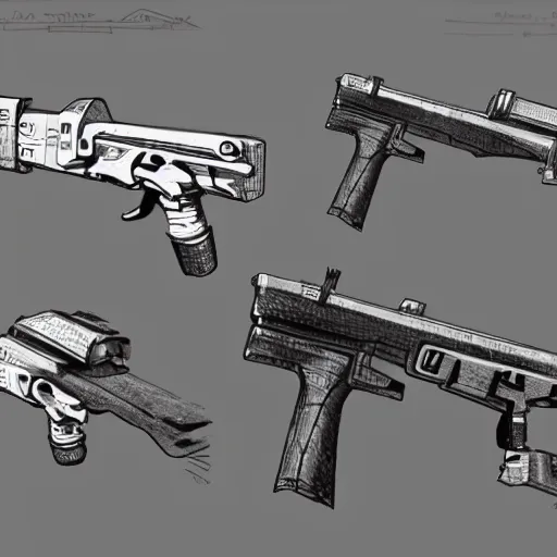 Prompt: concept art of a sci fi gun