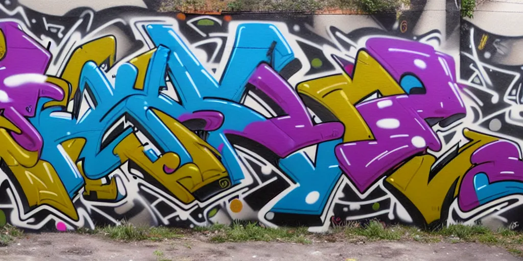 Image similar to hyperrealistic rendering, wild style graffiti