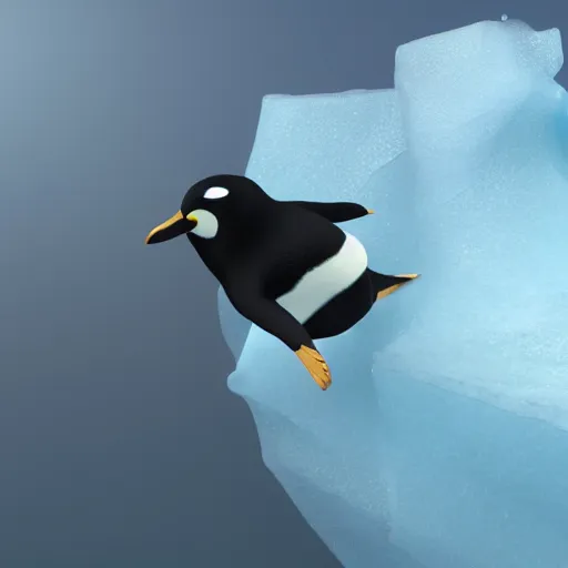 Prompt: a penguin on an iceberg, 3 d render octane, trending on artstation