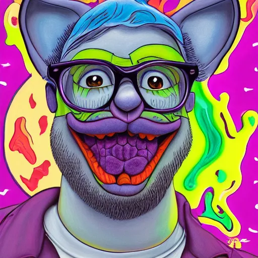 Image similar to a detailed painting of scooby-doo poorly disguised as Seth Rogen by Junji ito and Lisa frank, mobius, giger, escher, muted color scheme, artstation,8k,artstationHD,artstationHQ, cinematic, diffuse lighting