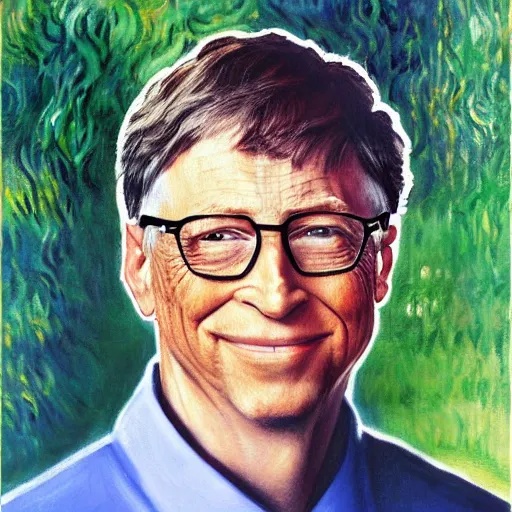 Image similar to Buff Bill Gates, painting by Monet