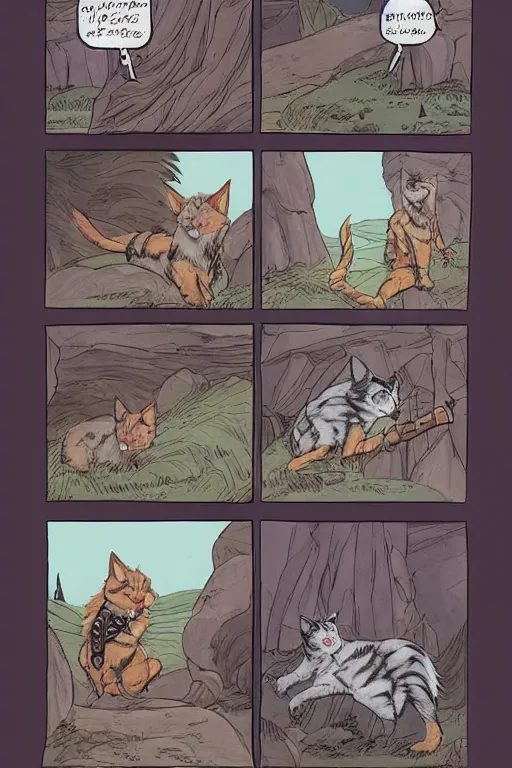 a graphic novel comic about warrior cats, Stable Diffusion