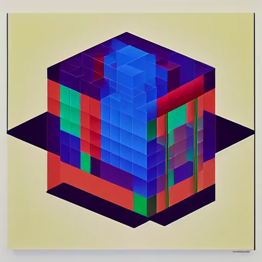 Prompt: square geometric by shusei nagaoka, david rudnick, airbrush on canvas, cell shaded, symmetry