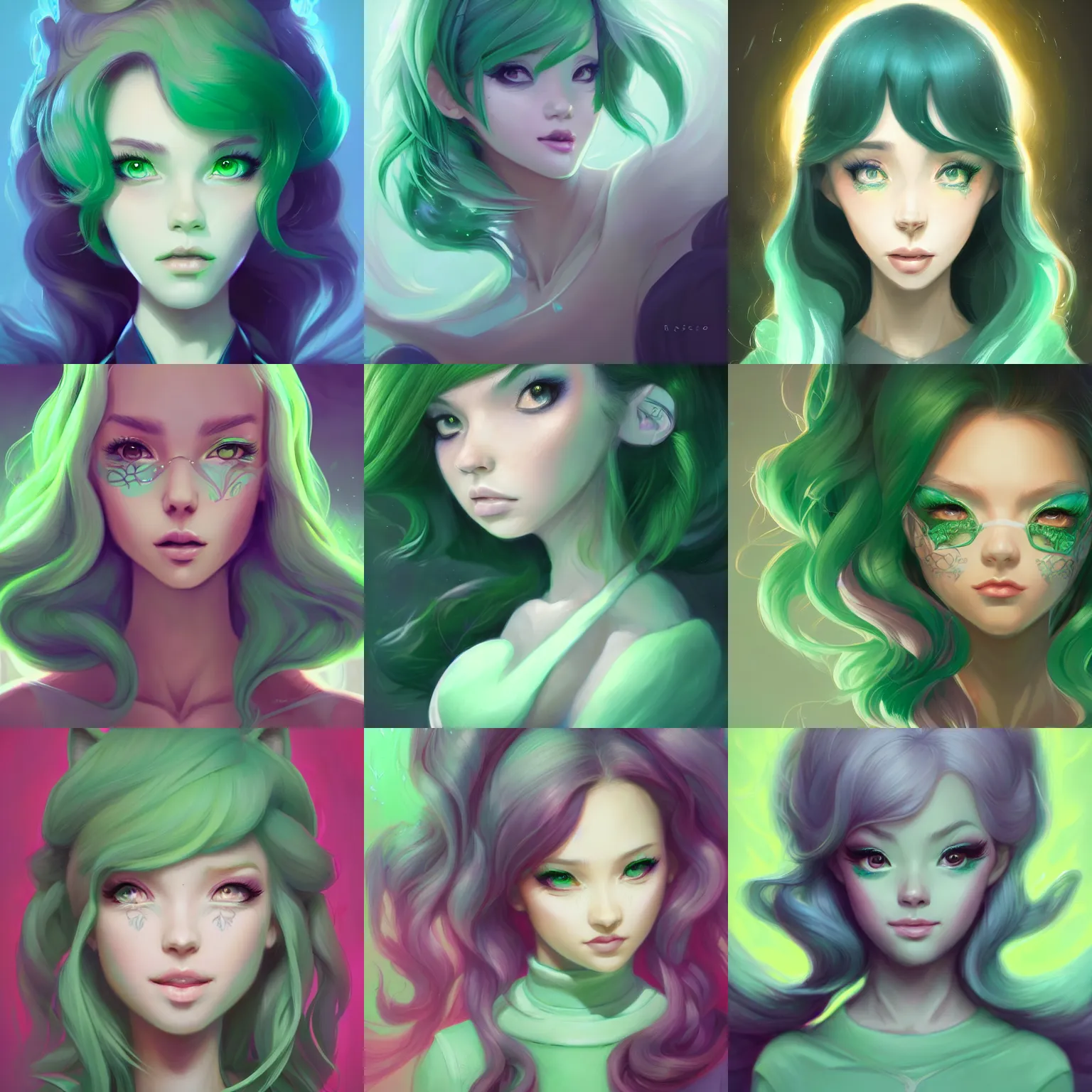 Prompt: a portrait of missbrisolo, pastel green, art by lois van baarle and loish and ross tran and rossdraws and sam yang and samdoesarts and artgerm and saruei and disney and wlop, digital art, highly detailed, intricate, sharp focus, trending on artstation hq, deviantart, unreal engine 5, 4 k uhd image