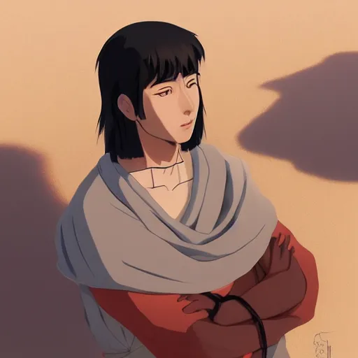 Prompt: Portrait of Haku from Spirited away as a young handsome clean shaven egyptian prince in the desert, highly detailed, smooth, sharp focus, artstation, illustration, digital art by WLOP