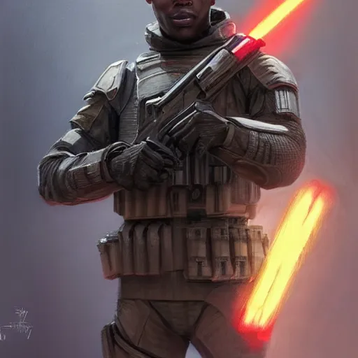 Image similar to portrait of a man by Greg Rutkowski, a black man in his 20s, short hair, military composure, friendly, wearing the tactical gear of the galactic alliance, Star Wars Expanded Universe, highly detailed portrait, digital painting, artstation, concept art, smooth, sharp foccus ilustration, Artstation HQ