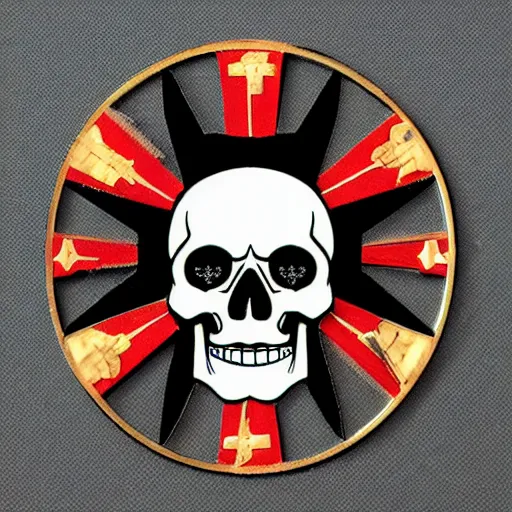 Image similar to skull chevrier, sandra 0 - 8 - 0 in the middle emblem