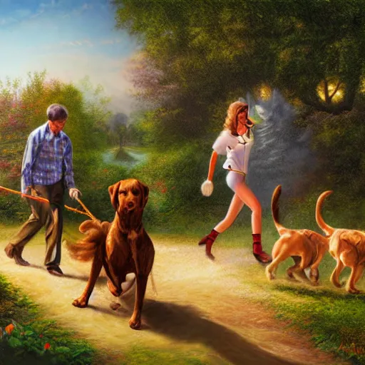 Prompt: a whimsical illustration of a dog park, by Peter Mohrbach and Mark Keathley