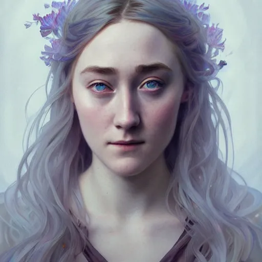 Image similar to beautiful natural saoirse ronan, intricate, elegant, highly detailed, digital painting, artstation, concept art, smooth, sharp focus, illustration, art by artgerm and greg rutkowski and alphonse mucha and loish and WLOP