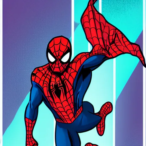 Image similar to spider - man as a crypto trader bro in marvel art style