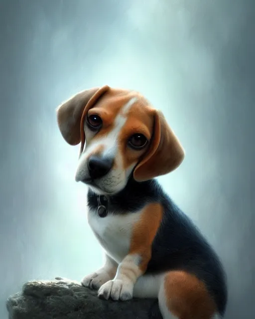 Prompt: cute beagle, cinematic, full shot, stunning, adorable, detailed painted fur, digital painting, artstation, smooth, hard focus, illustration, art by jessica rossier and and brian froud