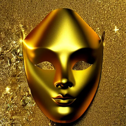 Prompt: cosmic party mask, silky texture, golden, elegant, aesthetic, 4 k, hd, digital art, realistic